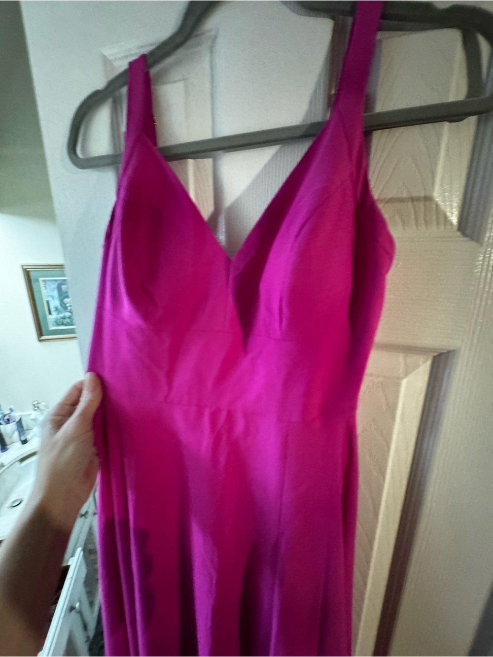 Hot Pink V-Neck Sleeveless Dress